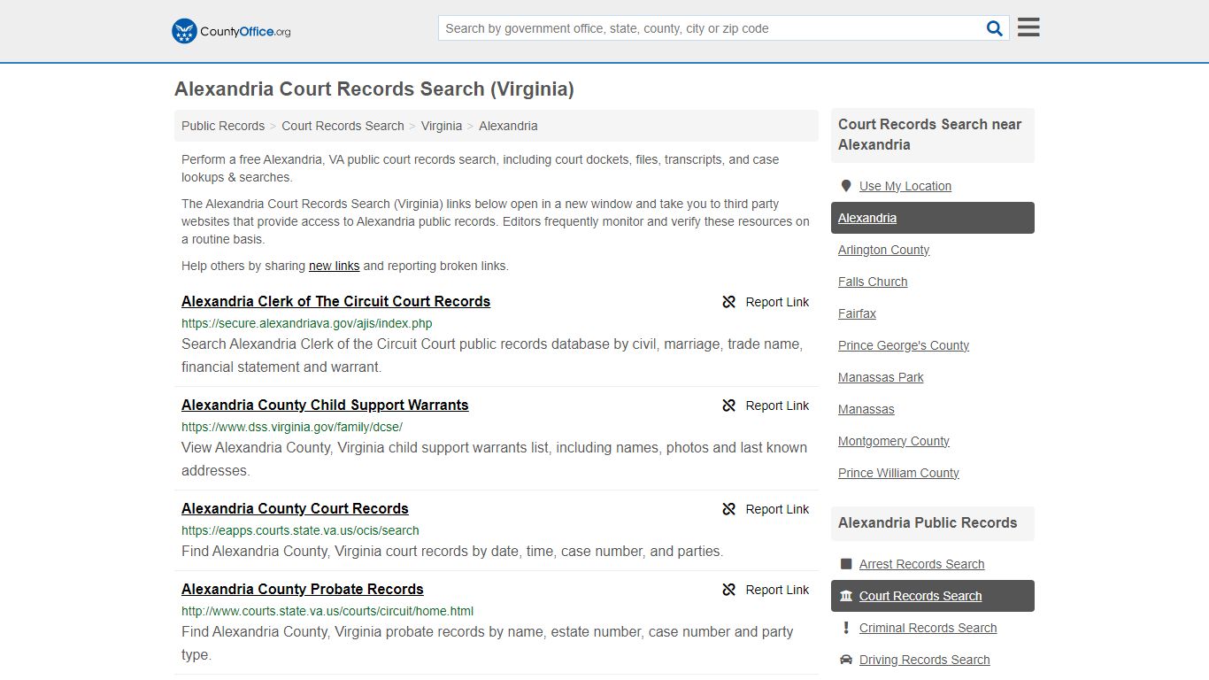 Alexandria Court Records Search (Virginia) - County Office