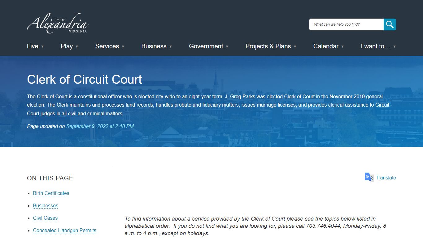 Clerk of Circuit Court | City of Alexandria, VA